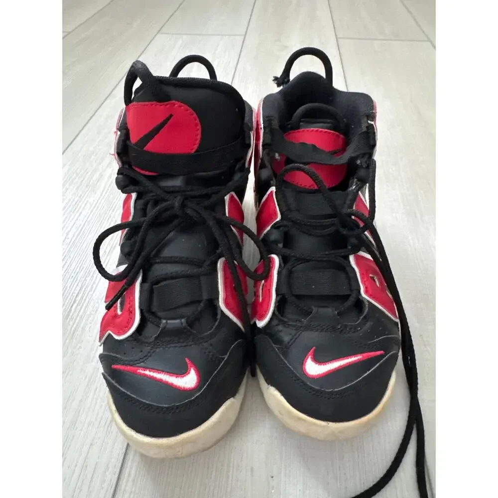 Nike Air More Uptempo (GS) Boy's Size 6.5 Y Sneakers Black Red